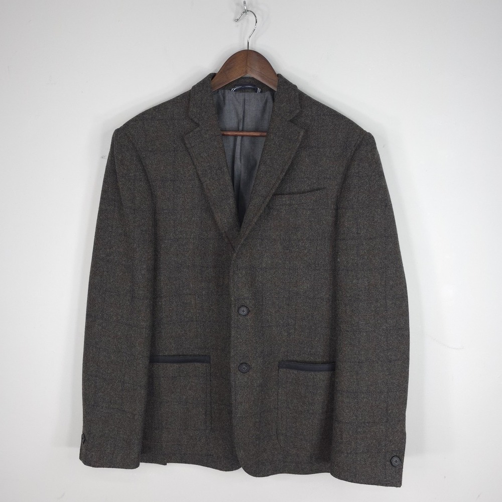 Nautica Blazer Mens 40 Brown Plaid Wool Blend Tweed Sport Gear Coat N40W579-904